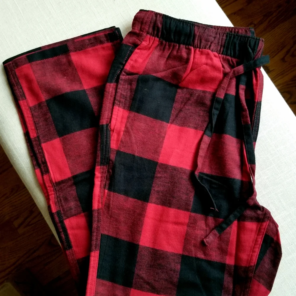 New! J CREW Small S Men's Red Buffalo Check Plaid Flannel Sleep PJ Pants NWT